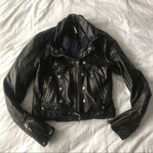 FREE PEOPLE  Black Cropped Motorcycle Jacket XS